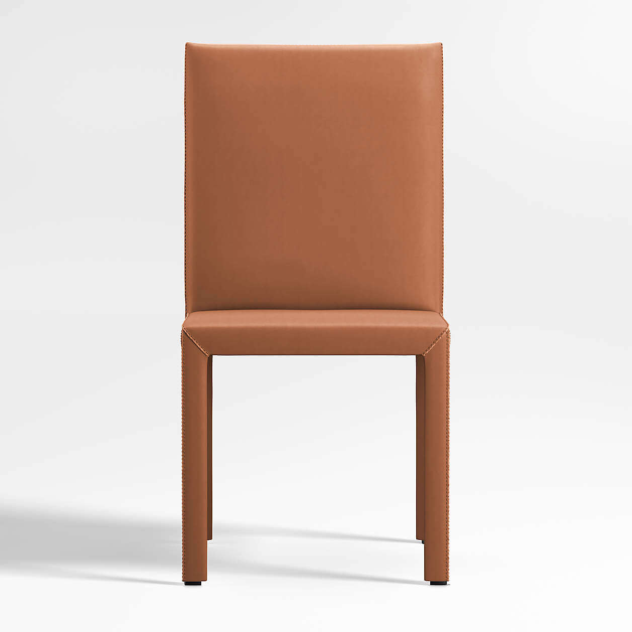 Top Grain Leather Dining Chair with Wooden Base