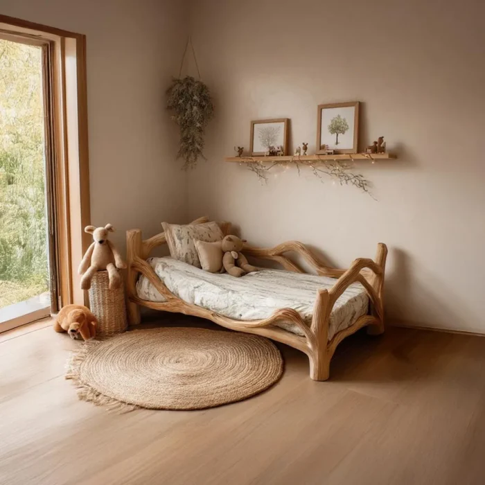 Montessori Floor Bed for Toddlers Low Wood Frame Custom Sizes Kids Bedroom Platform