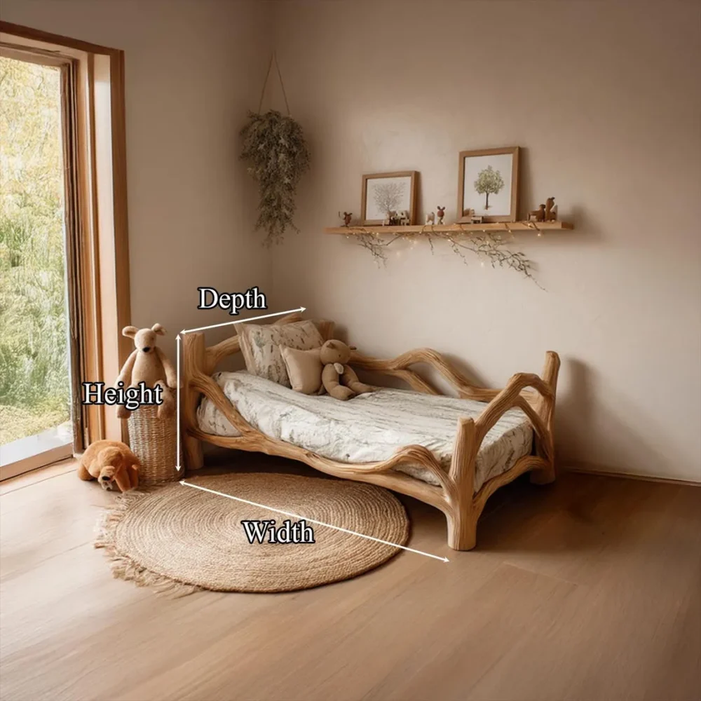 Montessori Floor Bed for Toddlers Low Wood Frame Custom Sizes Kids Bedroom Platform - Image 5