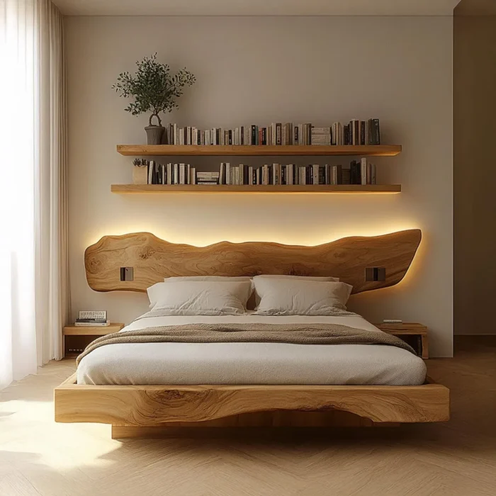 Custom Wooden Bed Frame Queen King Rustic Solid Wood Platform for Modern Bedrooms