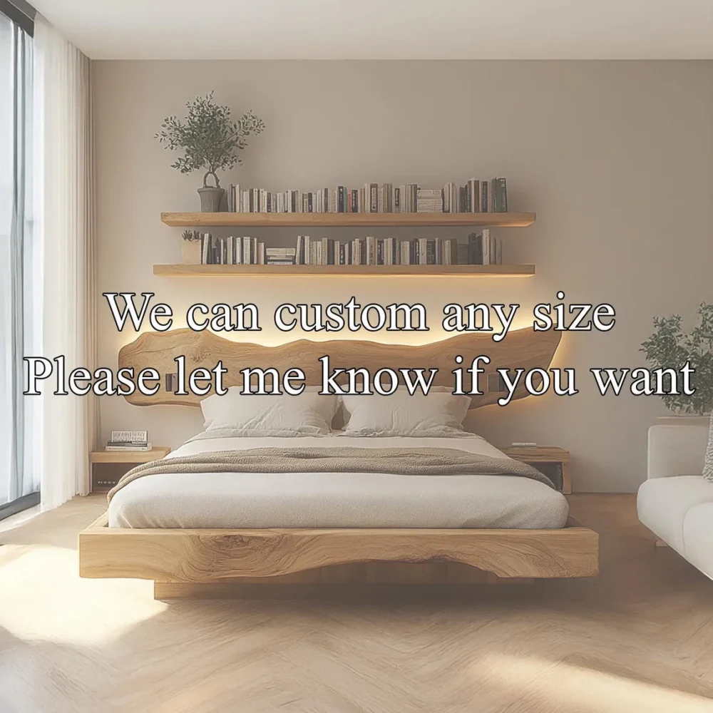 Custom Wooden Bed Frame Queen King Rustic Solid Wood Platform for Modern Bedrooms - Image 2