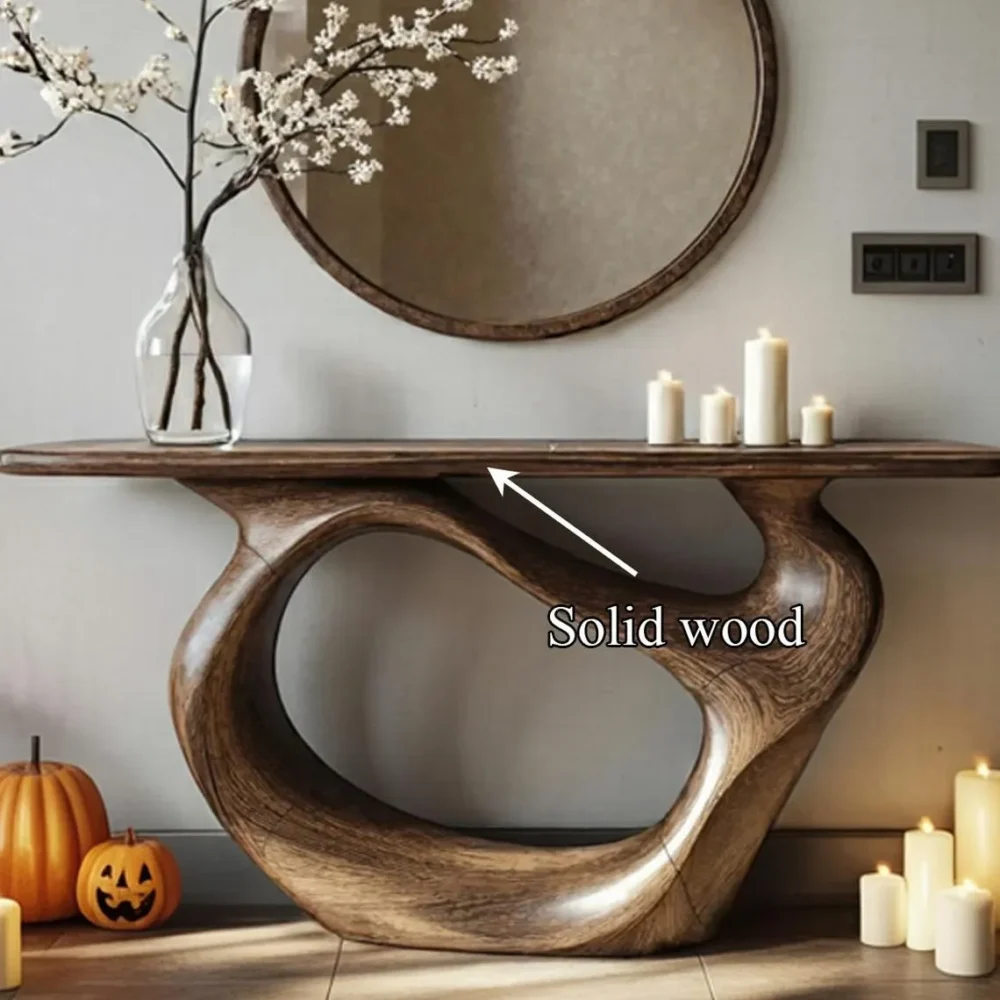 Live Edge Solid Wood Console Table Handmade Rustic Entryway or Hall Table - Image 5