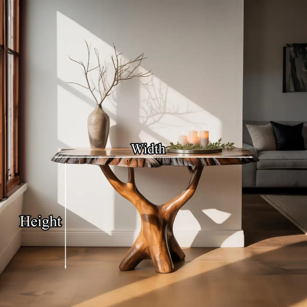 Solid Wood Console Table Farmhouse Style Side Table Handcrafted Living Room Table - Image 3