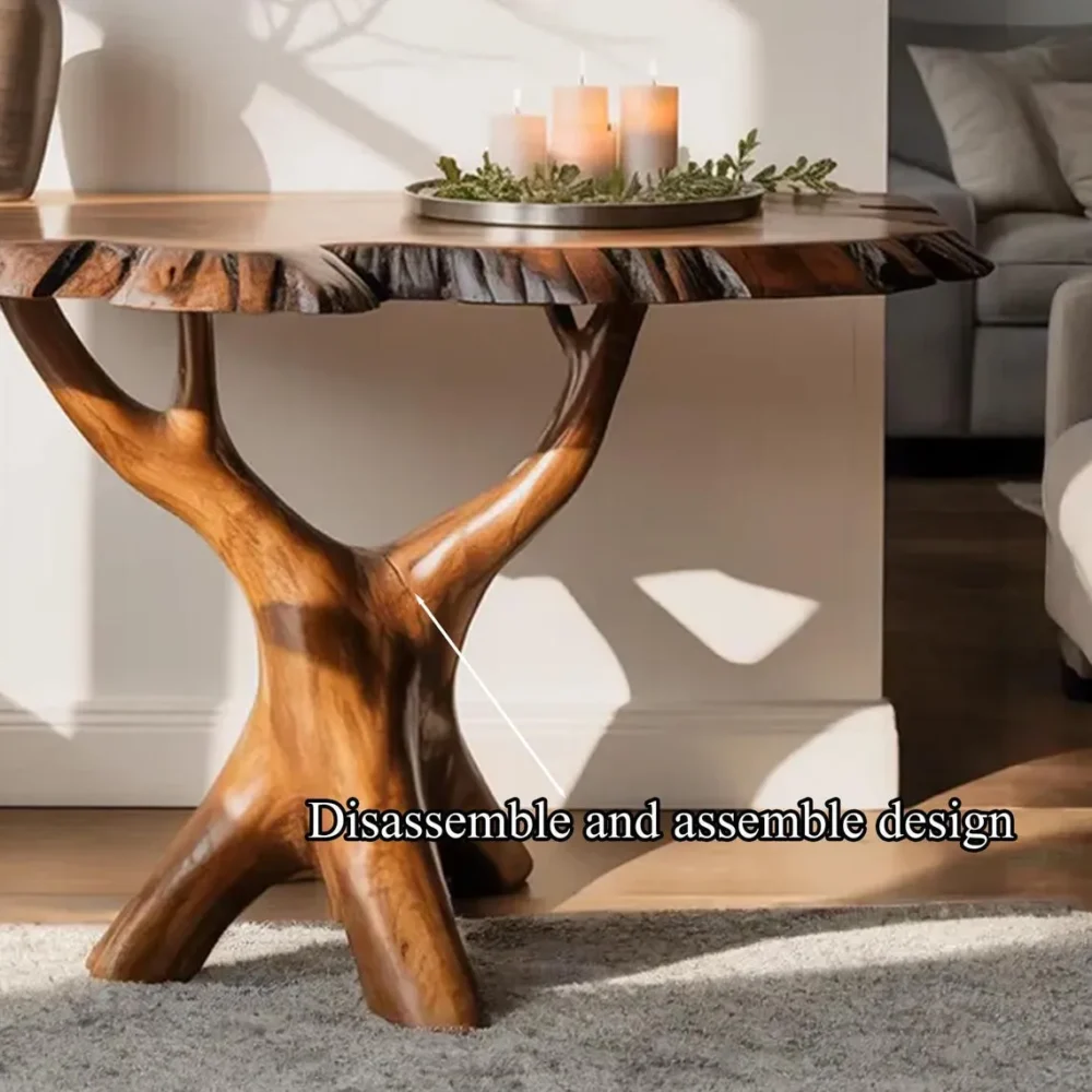 Solid Wood Console Table Farmhouse Style Side Table Handcrafted Living Room Table - Image 4