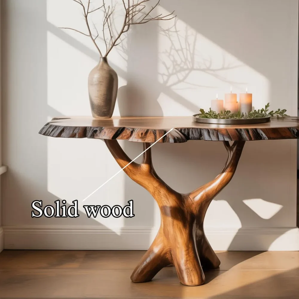 Solid Wood Console Table Farmhouse Style Side Table Handcrafted Living Room Table - Image 5